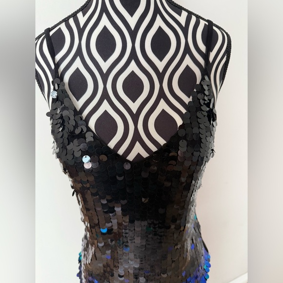 Vintage Y2K Disc Sequin Ombré Asymmetrical McBling Girlhood Core Top - Picture 8 of 17